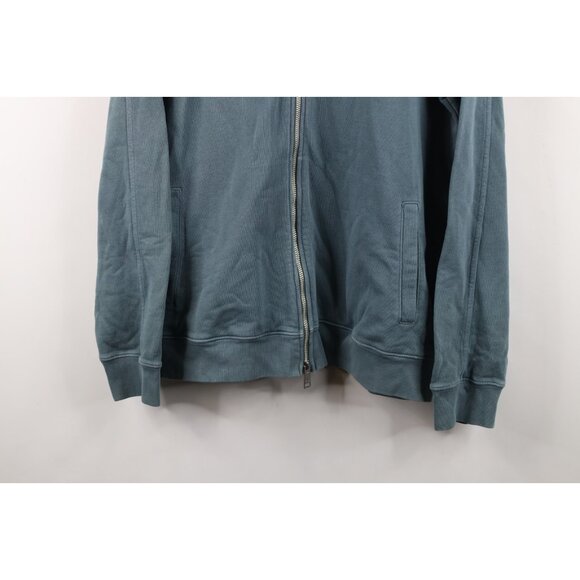 New Armani Exchange Mens Large Spell Out Full Zip Terry Cloth Sweatshirt Teal - Picture 3 of 16